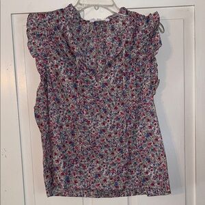 BB DAKOTA STEVE MADDEN Womens Floral Ruffle Sleeveless V neck Pullover XL Fairy